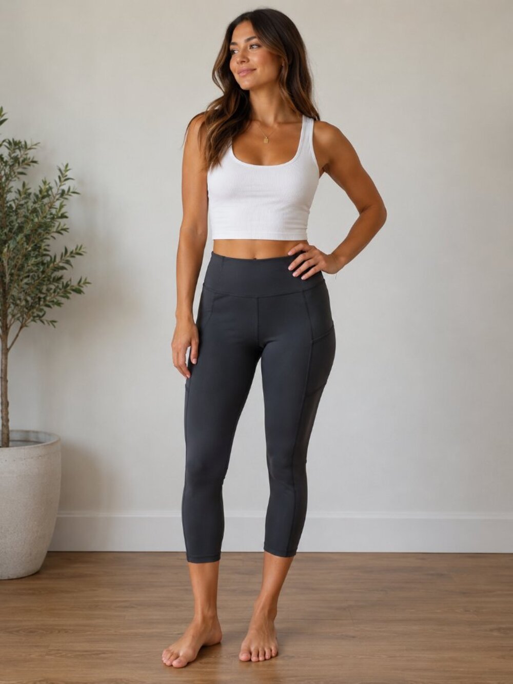 lululemon athletica Black Capri Leggings with Side Pockets